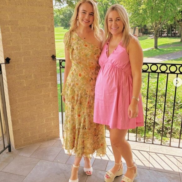 ASTR The Label Asymmetric Ruffle One-shoulder Maxi Dress In Green Cream Floral - Picture 7 of 8